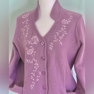 Pendleton Embroidered Lambswool Evening Jacket. Soft Lavender in petite large